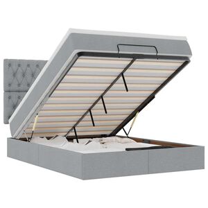 vidaXL Ottoman bed met matras en LED's 140x200cm stof lichtgrijs
