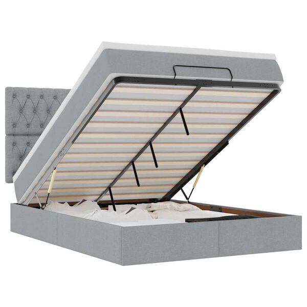 vidaXL Ottoman bed met matras en LED's 140x200cm stof lichtgrijs