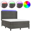 vidaXL Boxspring met matras en LED fluweel donkergrijs 140x200 cm