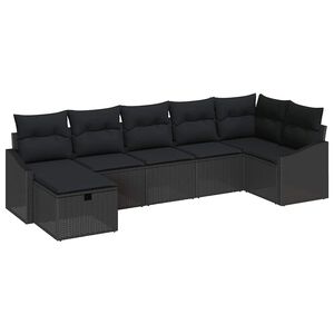 vidaXL Bankstel 7 st poly rattan