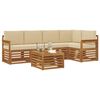 vidaXL Sofa-Sets 6 pcs Natuurlijk en Beige Massief Acaciahout