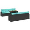 vidaXL Tuin Sofa Set met kussen 9 pcs Zwart en Blauwgroen