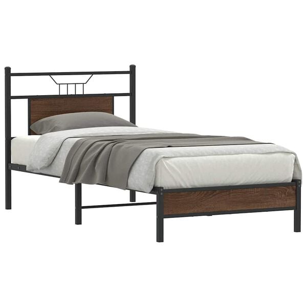 vidaXL Bedframe zonder matras bewerkt hout bruin eikenkleur 75x190 cm