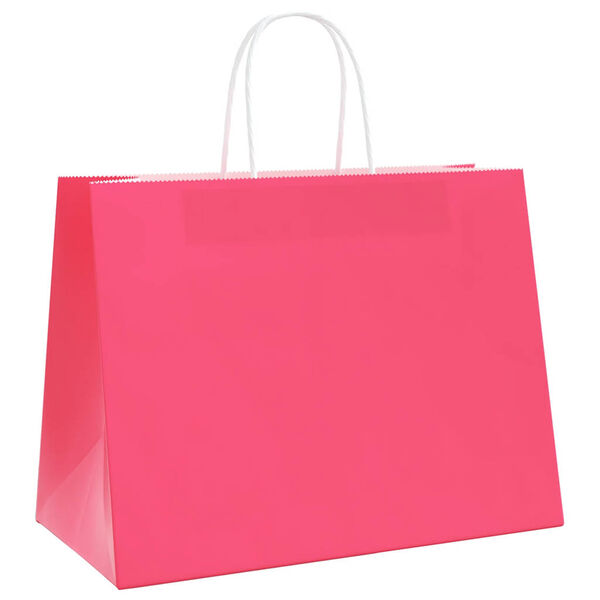 vidaXL Papieren zakken 50 st met hengsels 32x17x25 cm roze