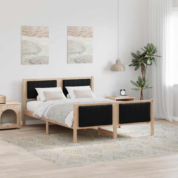 vidaXL Bedframe Bruin en zwart 135 x 190 cm Massief grenenhout