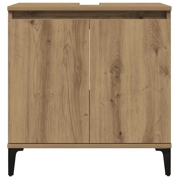 vidaXL Wastafelkast 58x33x60 cm bewerkt hout artisanaal eikenkleur