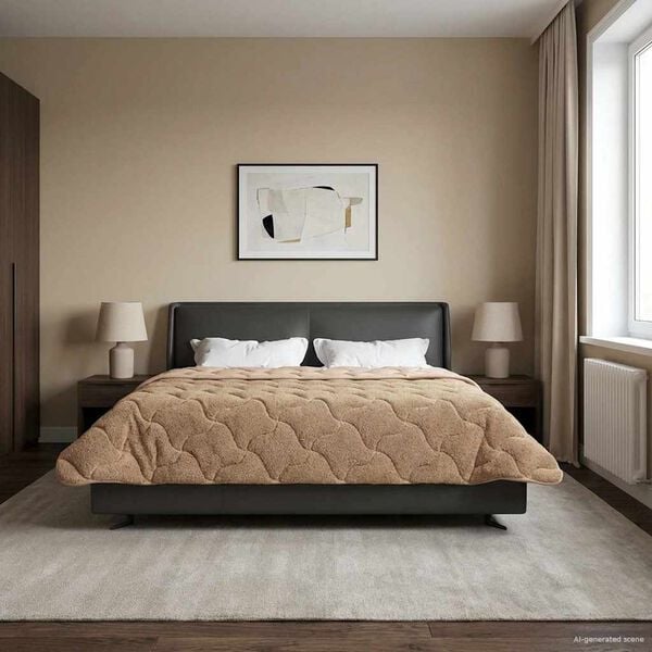 vidaXL Vol jaar dekbed Taupe 220 x 240 cm Microfiber en Teddy fleece
