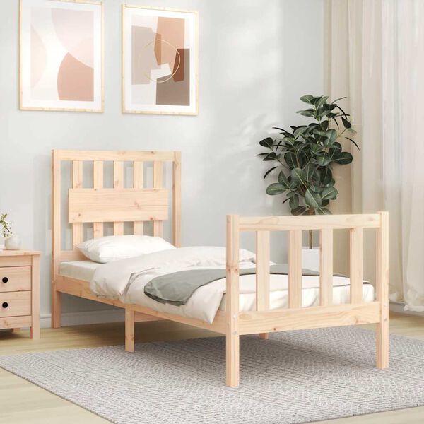 vidaXL Bedframe met hoofdbord massief hout