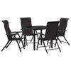 vidaXL Tuin eettafelset 5 st Zwart Koffie Gepoedercoat staal