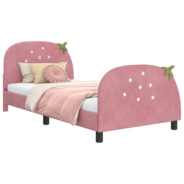vidaXL Bedframe voor kinderen met hoofdbord Roze 90 x 190 cm Fluweel