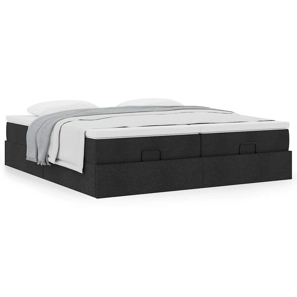 vidaXL Ottoman bed met matrassen 160x200cm stof zwart
