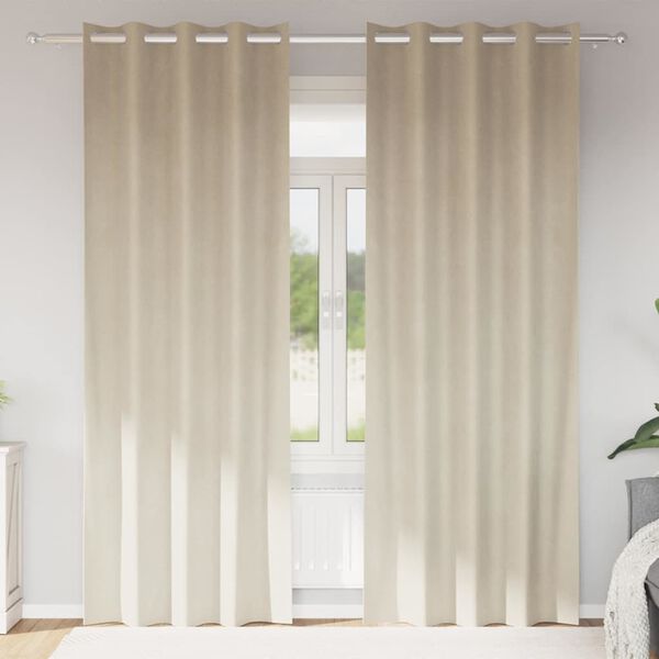 vidaXL Verduisterende gordijnen 2 pcs Cr&egrave;me 140 x 225 cm Fluweel