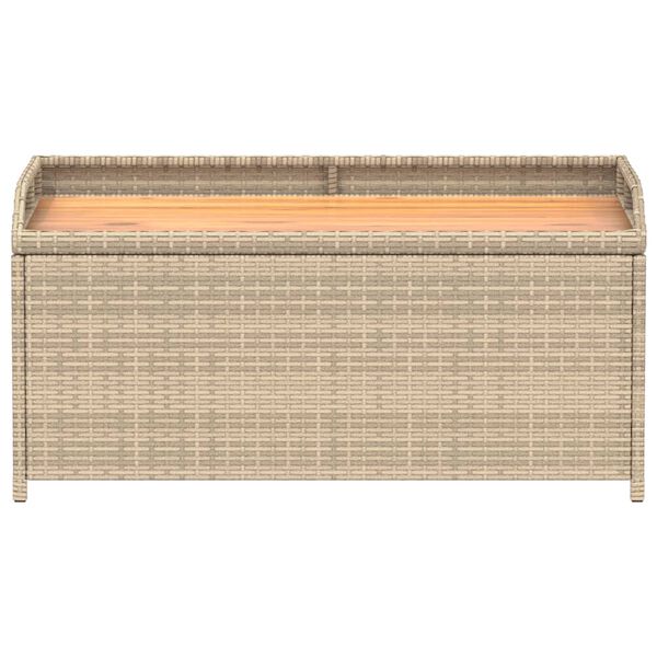 vidaXL Opbergbankje 100x50x52 cm poly rattan acaciahout gemengd beige