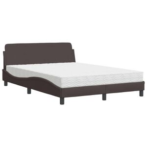 vidaXL Bed met matras "Dover" stof donkerbruin 140x190 cm