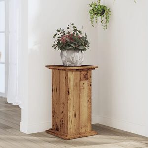 vidaXL Plantenstandaard 33x33x60 cm bewerkt hout oud houtkleurig