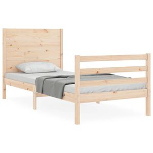 vidaXL Bedframe met hoofdbord massief hout 100x200 cm