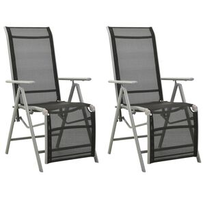 vidaXL Tuinstoelen 2 st verstelbaar textileen aluminium zilverkleurig