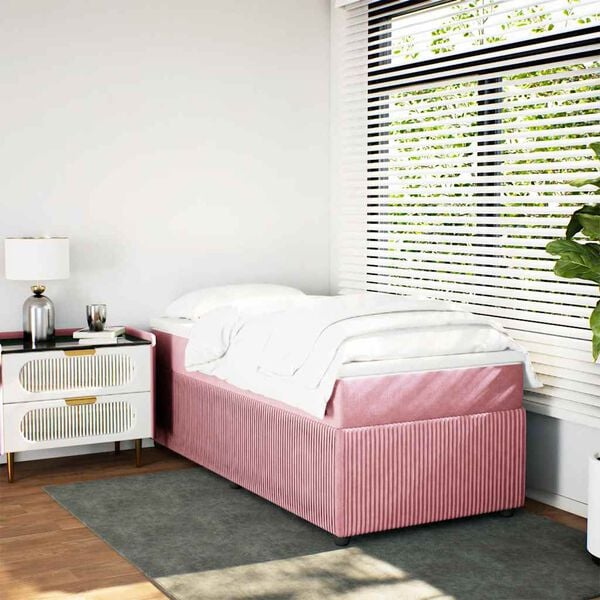 vidaXL Boxspring met matras fluweel roze 80x200 cm