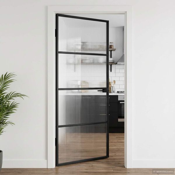 vidaXL Huisdeur 93 x 201,5 x 3,5 cm Aluminium en Gehard Glas