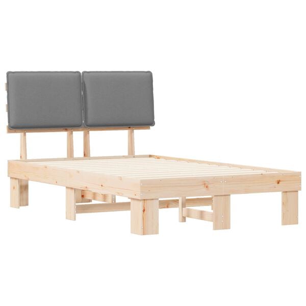vidaXL Bedframe met Gevoerd Hoofdgedeelte Lichtgrijs 120 x 190 cm