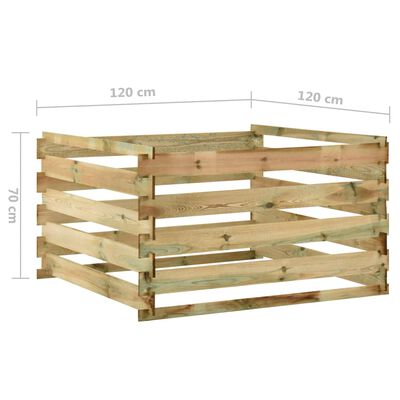 vidaXL Tuincompostbak gelat 120x120x70 cm geïmpregneerd grenenhout