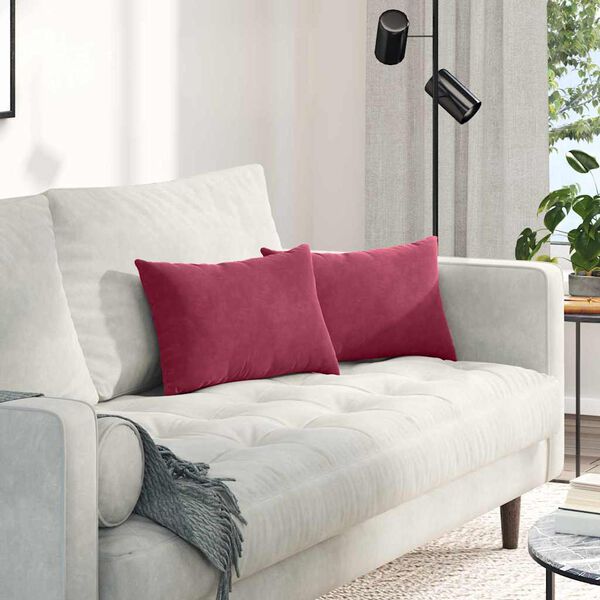 vidaXL Sofa Kussens 2 stuks Wijnrood 50 x 30 cm Cordstof