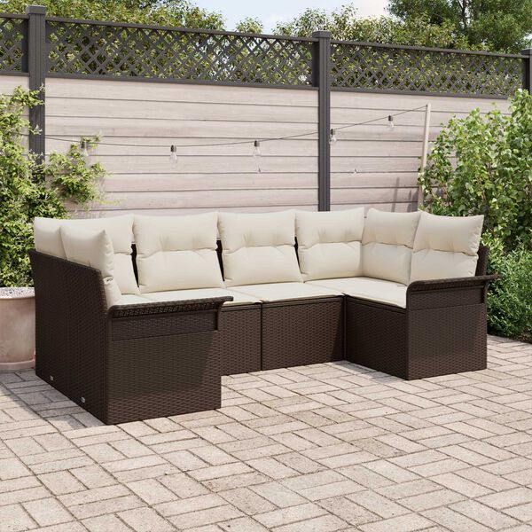 vidaXL Tuin Sofa Set met kussen met opslag 6 pcs Bruin Poly riet