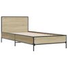 vidaXL Bedframe bewerkt hout en metaal sonoma eikenkleurig 90x200 cm