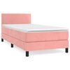 vidaXL Boxspring met matras fluweel roze 90x200 cm