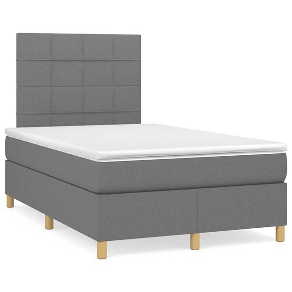 vidaXL Boxspring met matras stof donkergrijs 120x190 cm