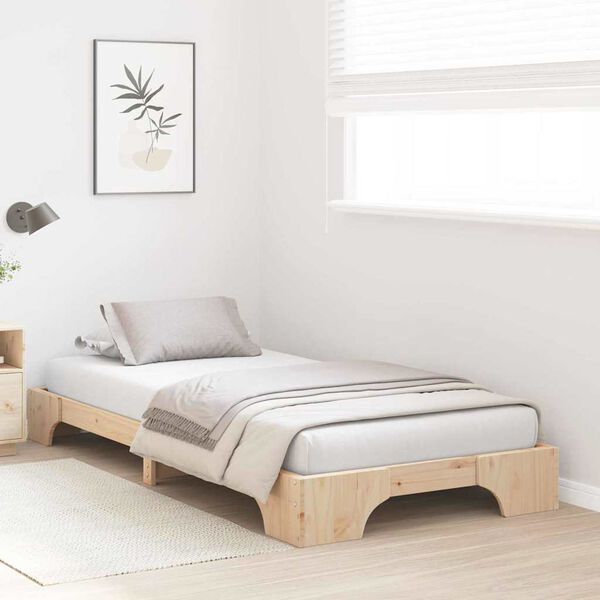 vidaXL Bedframe Naturel 75 x 190 cm Massief grenenhout