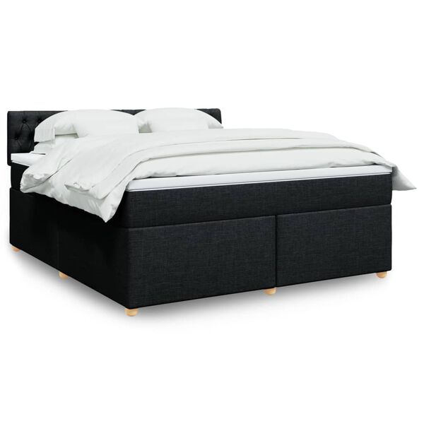 vidaXL Boxspring met matras stof zwart 180x200 cm