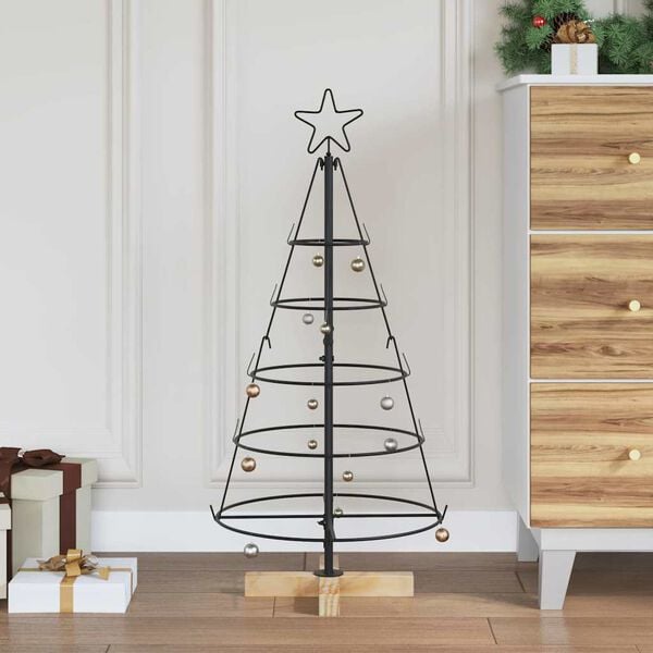 vidaXL Kerst Cone Boom met standaard Zwart 90 cm Staal
