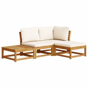 vidaXL 4-delige Loungeset met kussens massief acaciahout
