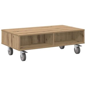 vidaXL Bijzettafel met wielen Artisan Eiken 90 x 50 x 30 cm