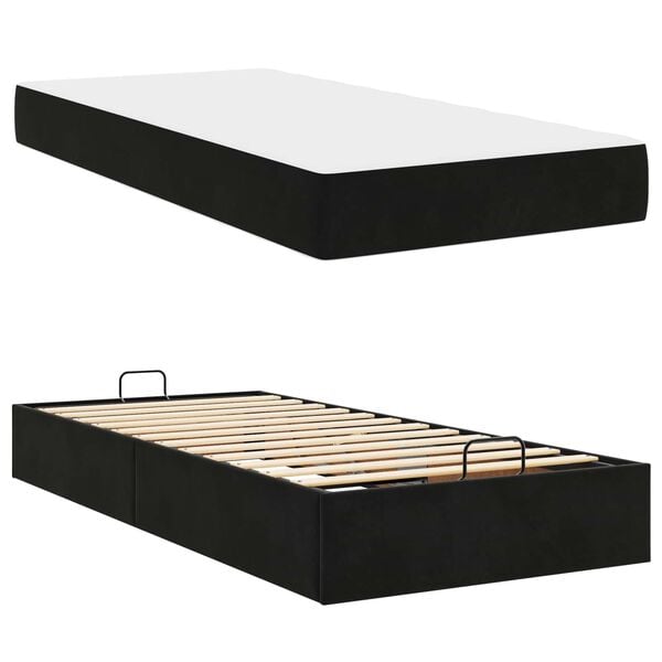 vidaXL Bedframe met matras met matras 2 pcs Zwart Fluweel