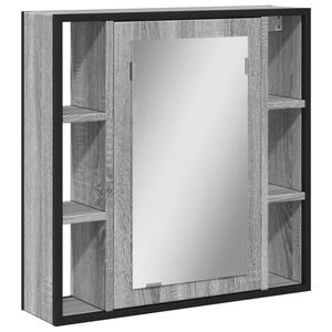 vidaXL Badkamerspiegelkast 60x16x60 cm bewerkt hout grijs sonoma eiken
