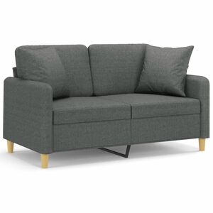 vidaXL Tweezitsbank met sierkussens 120 cm stof donkergrijs