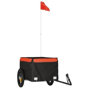 vidaXL Fietstrailer 30 kg ijzer zwart en oranje