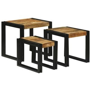 vidaXL Nesttafel 3 st Bruin en zwart 50 x 40 x 45 cm