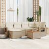 vidaXL 7-delige Loungeset met kussens poly rattan beige