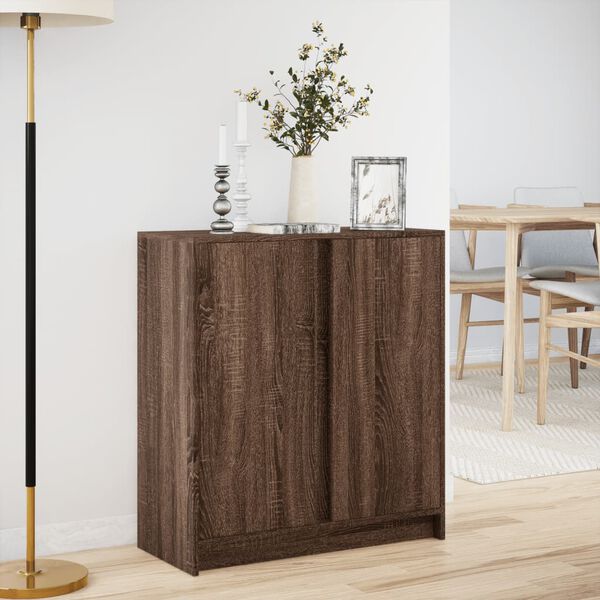 vidaXL Dressoir met LED 77x34x85 cm bewerkt hout bruin eikenkleur