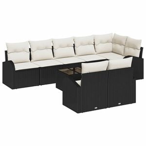 vidaXL Tuin Sofa Set 9 st 8-Aantal zitplaatsen Zwart en Cr&egrave;me