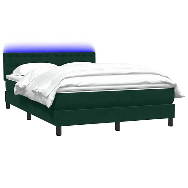 vidaXL Boxspring met matras en LED fluweel donkergroen 160x210 cm