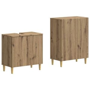 vidaXL 2-delige Badkamerkast Set ARNHEM Artisanaal eiken Bewerkt hout