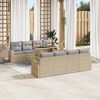 vidaXL Tuin Sofa Set met opslag 9 pcs Beige Poly riet