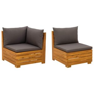 vidaXL Tuin loungeset met kussen 2 Stuk Bruin Massief Acaciahout