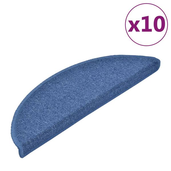 vidaXL Trapmatten 10 st 56x17x3 cm Blauw Halfrond