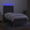 vidaXL Boxspring met matras en LED stof donkergrijs 90x200 cm