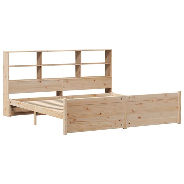 vidaXL Bed met boekenkast zonder matras massief grenenhout 200x200 cm